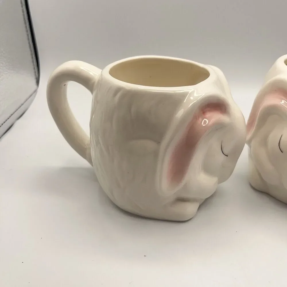 2 Williams Sonoma Figural Bunny Rabbit Mug 